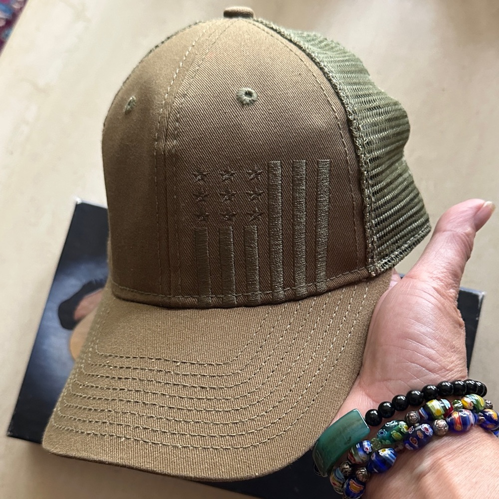 Tan and Green Flag Embroidered Cap